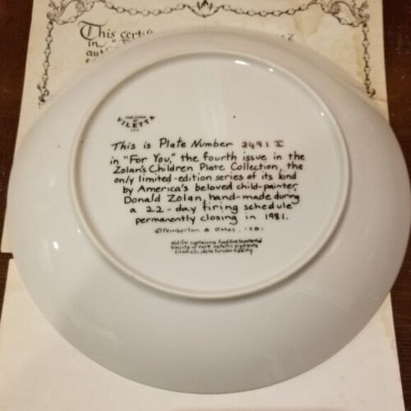 For You Zolan's Children Collectors Plate Viletta Pemberton & Oakes w/ CoA #2491 - Picture 3 of 3